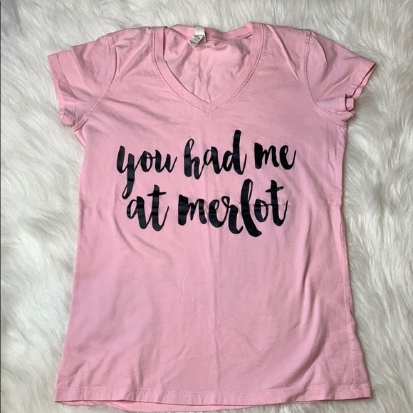 Bella Canvas Tops - 🍷You Had Me At Merlot 🍷 Pink v-neck t-shirt size M